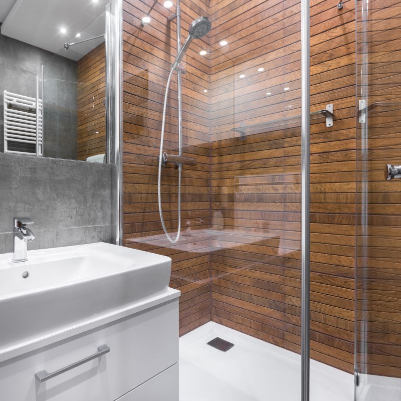Bathroom with Textured Wall Panels